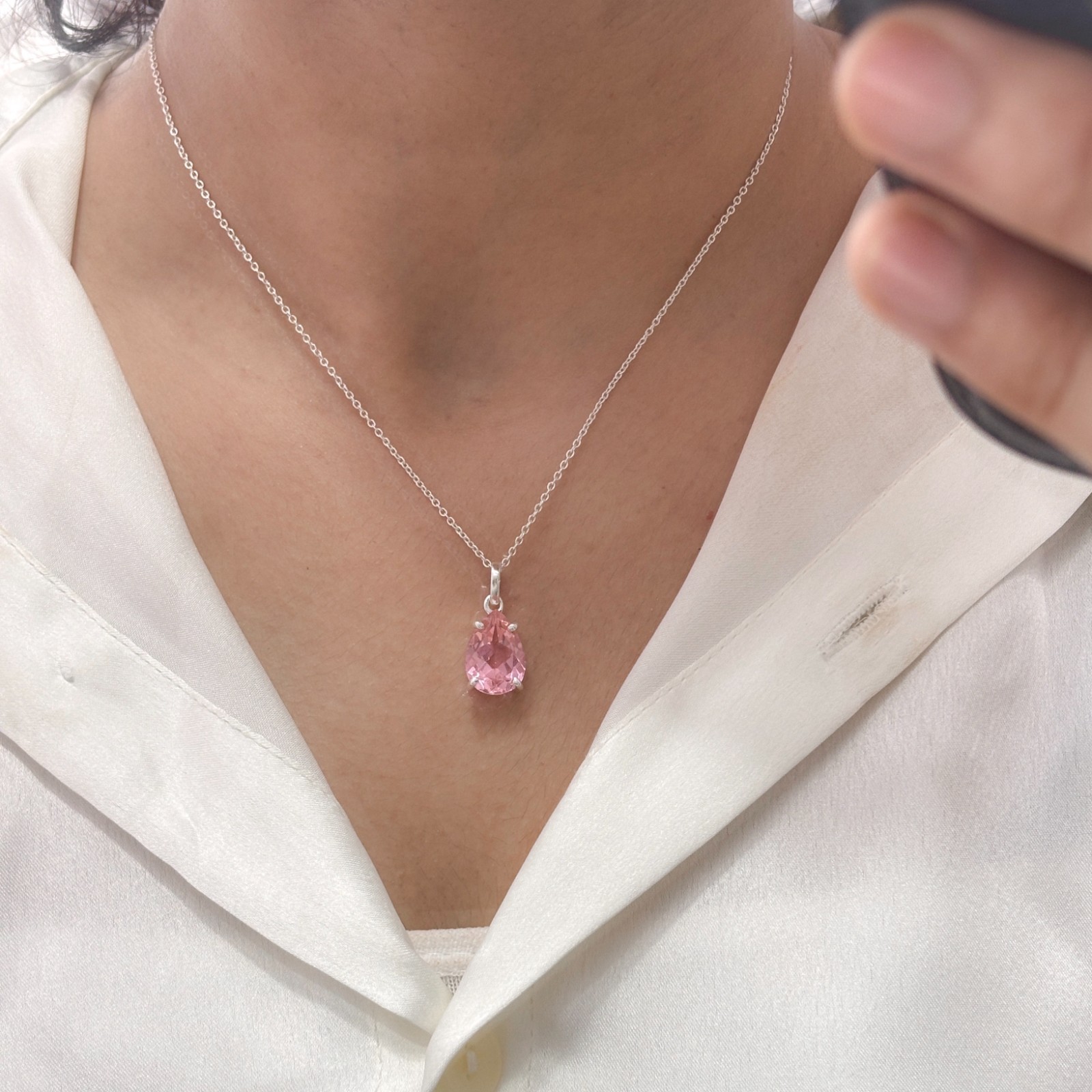 Pink Morganite Solitaire Dainty Handmade Gemstone Emerald 10×14 Jewelry Pendant