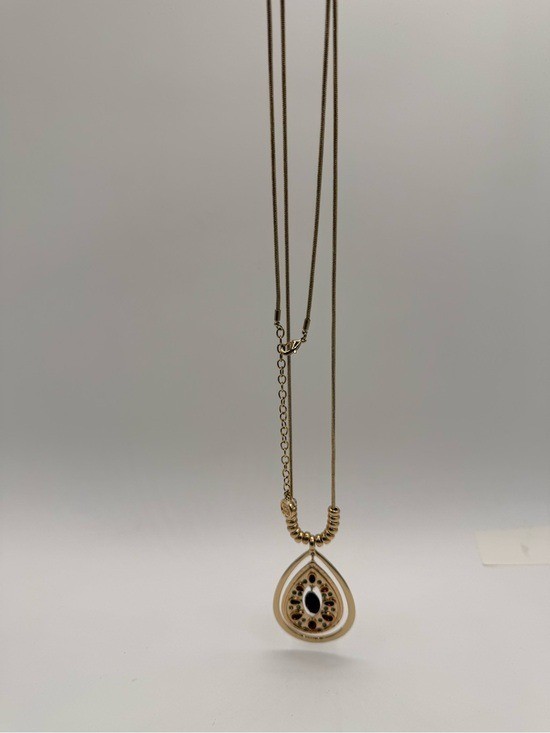 NWT Dana Buchman Gold Tone Amber Rhinestone Teardrop Necklace Earring Bangle