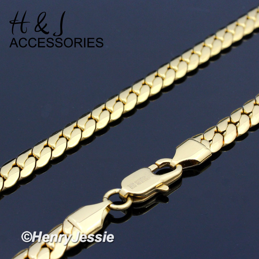 18-40″MEN 316L Stainless Steel 6mm Gold Plated Miami Cuban Curb Necklace*155