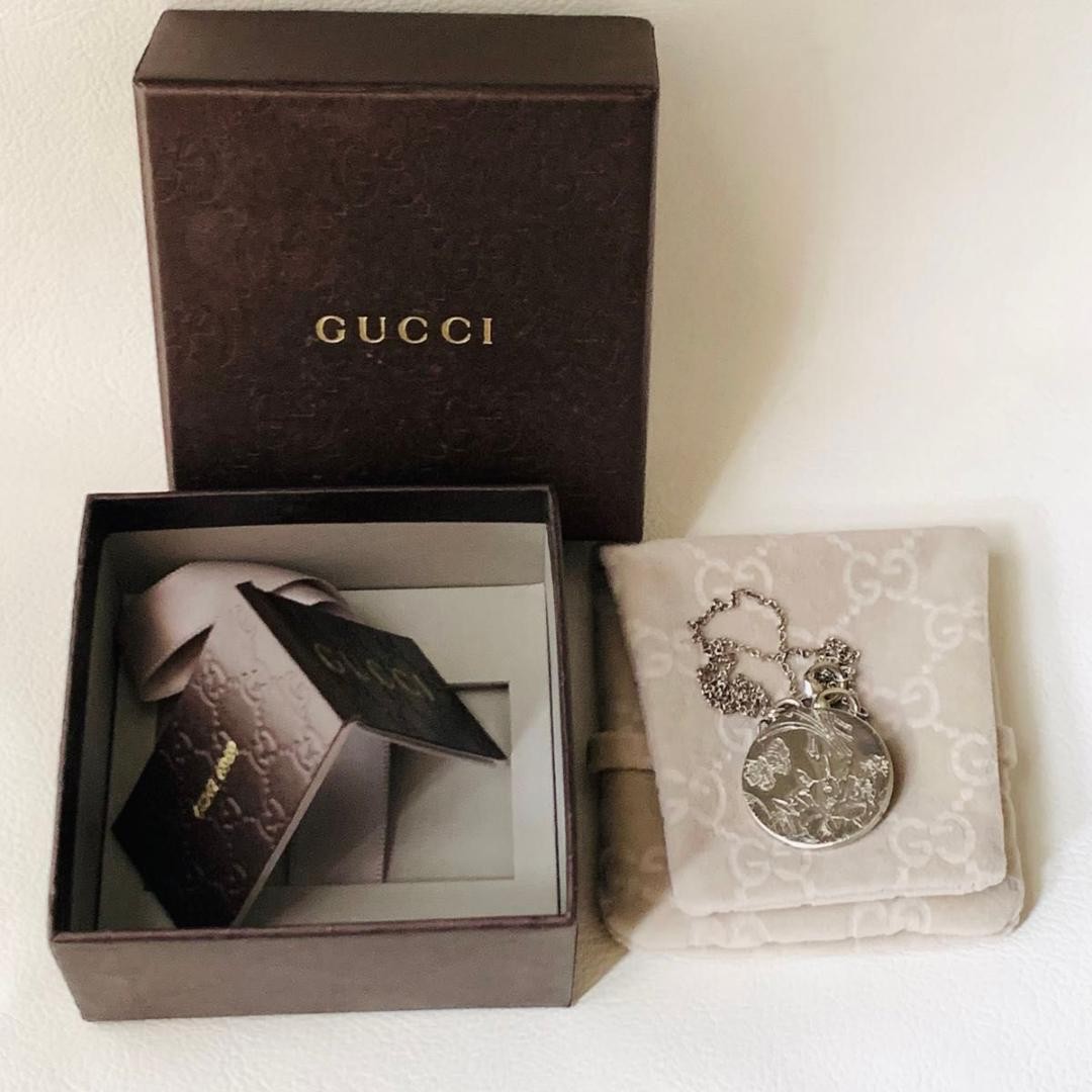 GUCCI Flora Coin Necklace Silver925 Horsebit 45.0 cm / 17.7 in w/Box from Japan