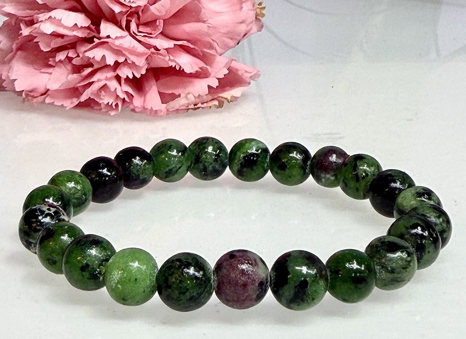 Wholesale 6 Pcs Natural Ruby Zoisite 8mm 7.5” Crystal Healing Stretch Bracelet