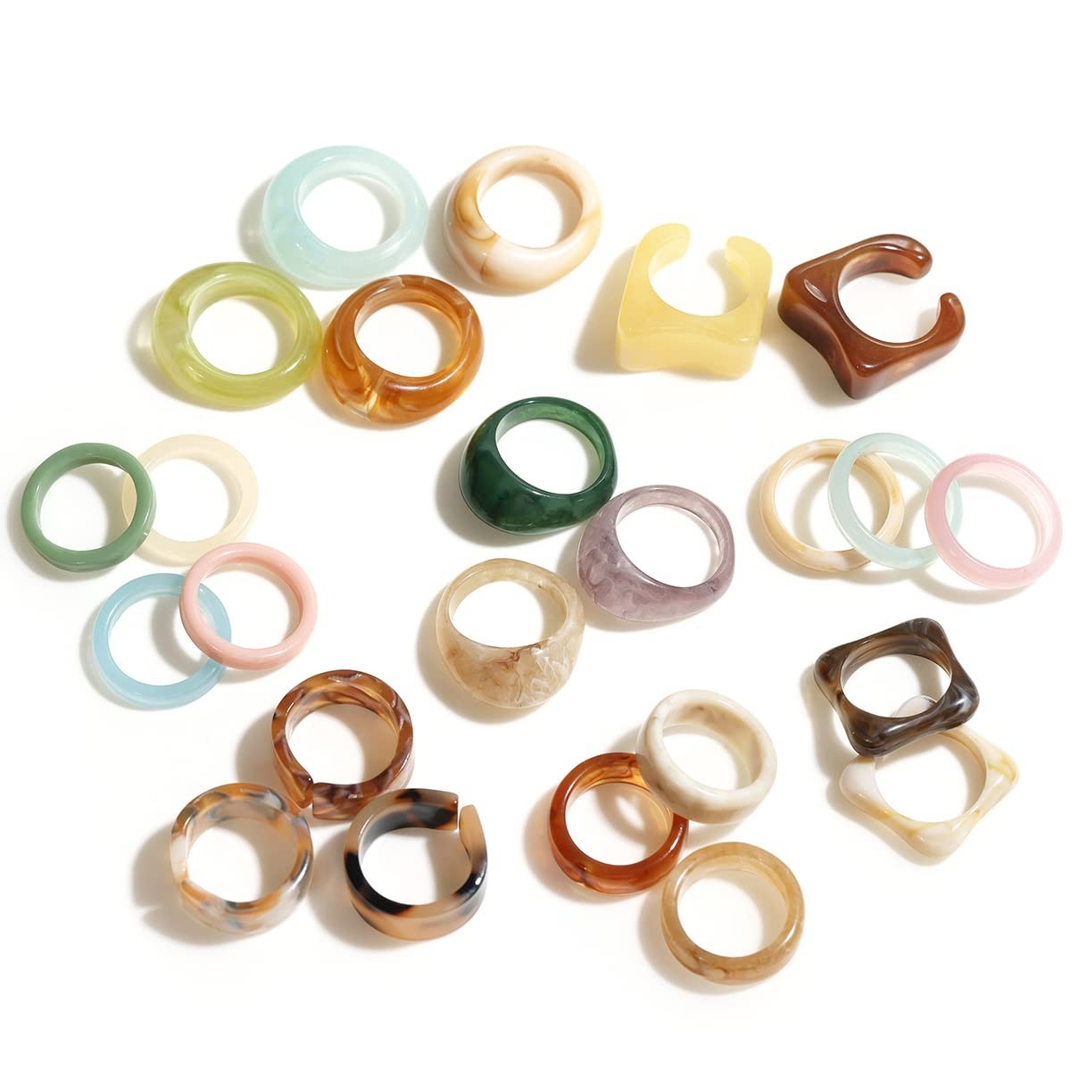 Colorful Stackable Resin Acrylic Rings for Women | Trendy Chunky Knuckle Jewelry