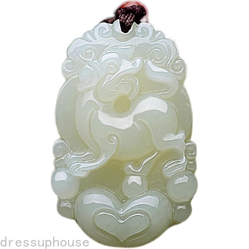 33MM Twelve Zodiac Signs Hotan Jade Natural Jade Pendant Necklace Pendant