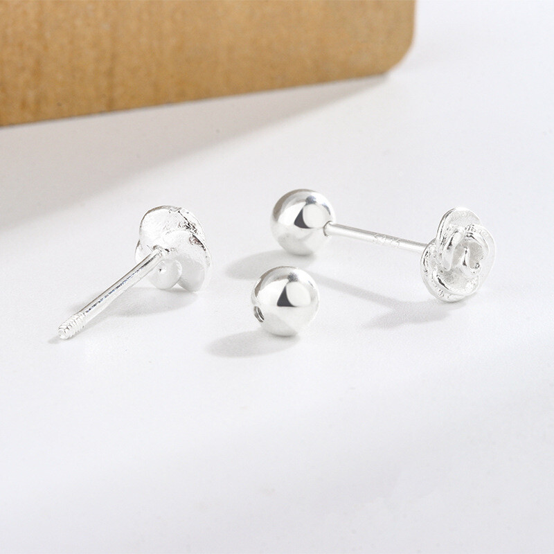 925 Silver Plated Small Flower Rose Screw Back Stud Earrings 5mm Women Girl S6