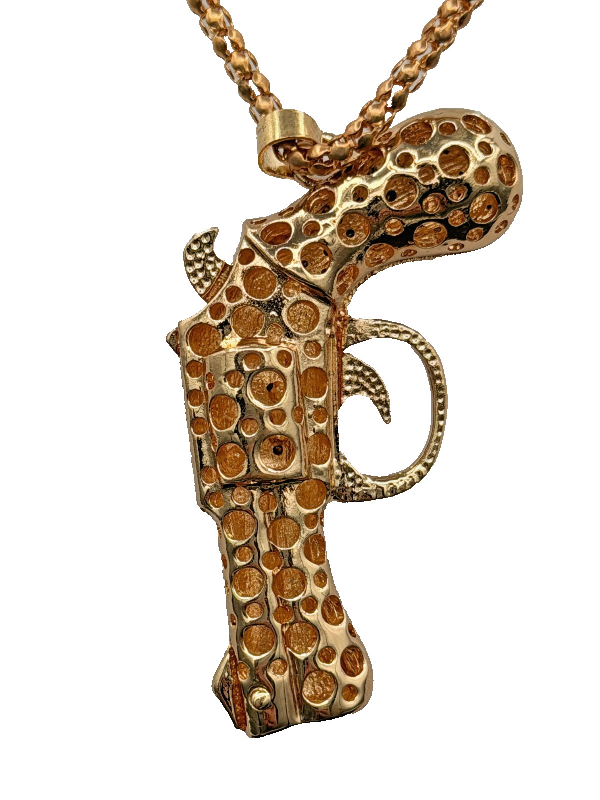 Betsey Johnson Necklace Gun Pistol Gold Green Enamel Gun Pistol Crystals | 28in