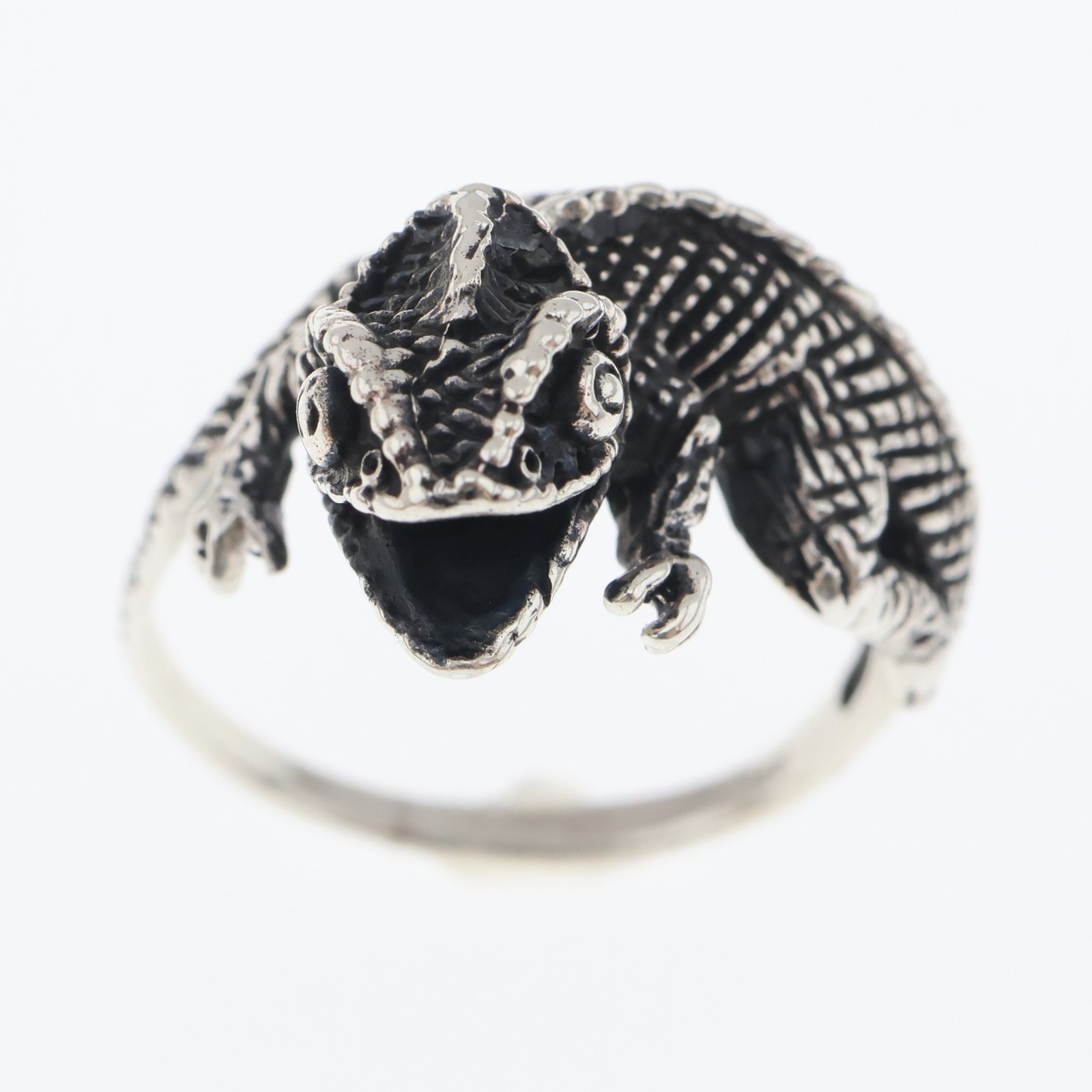 New Sterling Silver 925 Perched Chameleon/Lizard Reptile Animal Ring