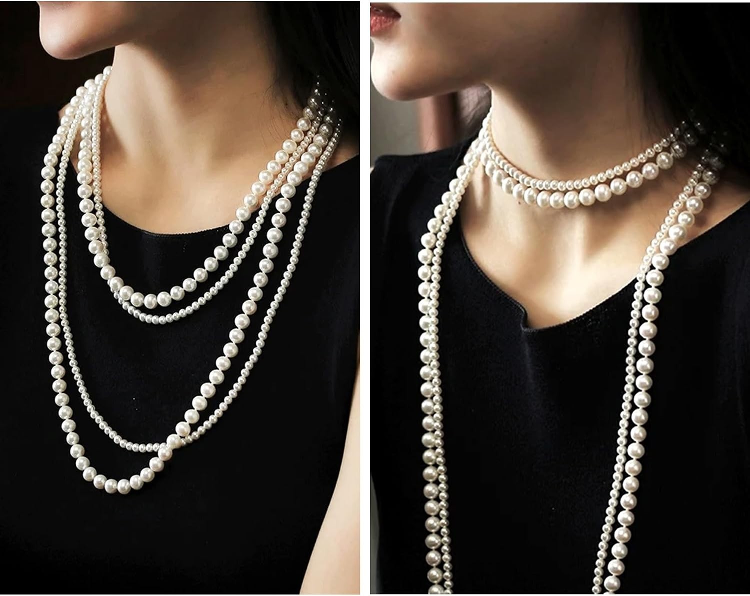 Casual to Formal: Cream White Faux Pearl Necklace Duo for Modern Women