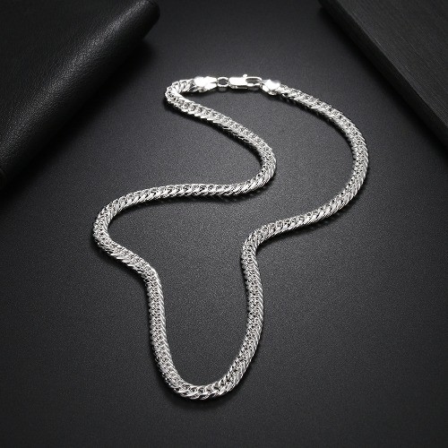 Silver Plated 925 Jewelry Boutique Fashion Jewelry 6MM Full Side Necklace