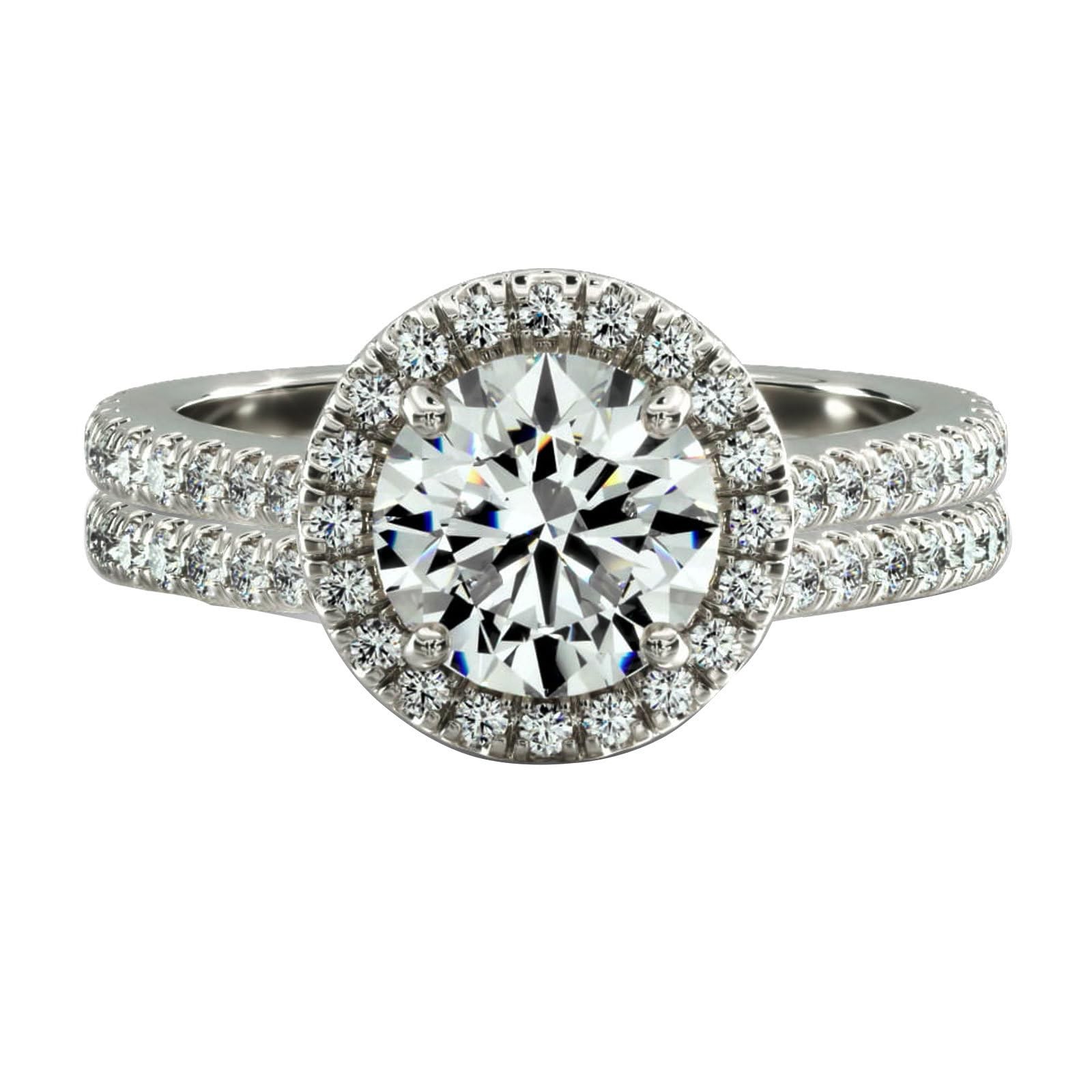 1CT Simulated Diamond Wedding Rings for Cubic Zirconia CZ Engagement Ring Set…