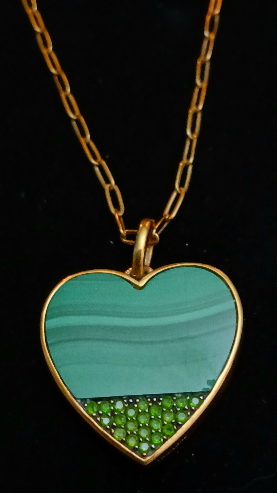 Heart-Shaped Inlaid Gemstone Dyed Malochite With Distinct Layered Green Bands