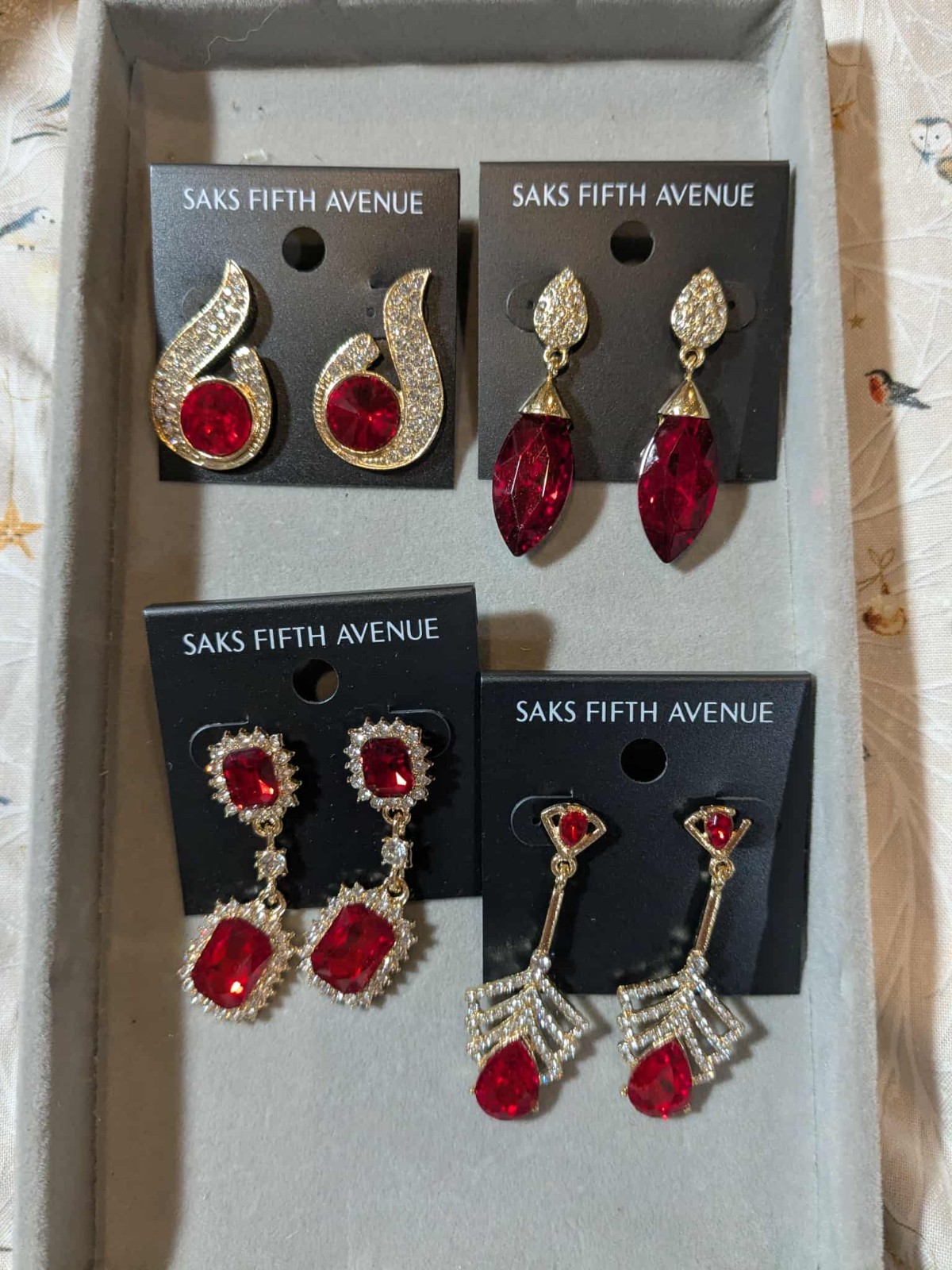 NWT Saks fifth avenue earrings, Post Back, Red, Choose Your Style, CHRISTMAS GIF
