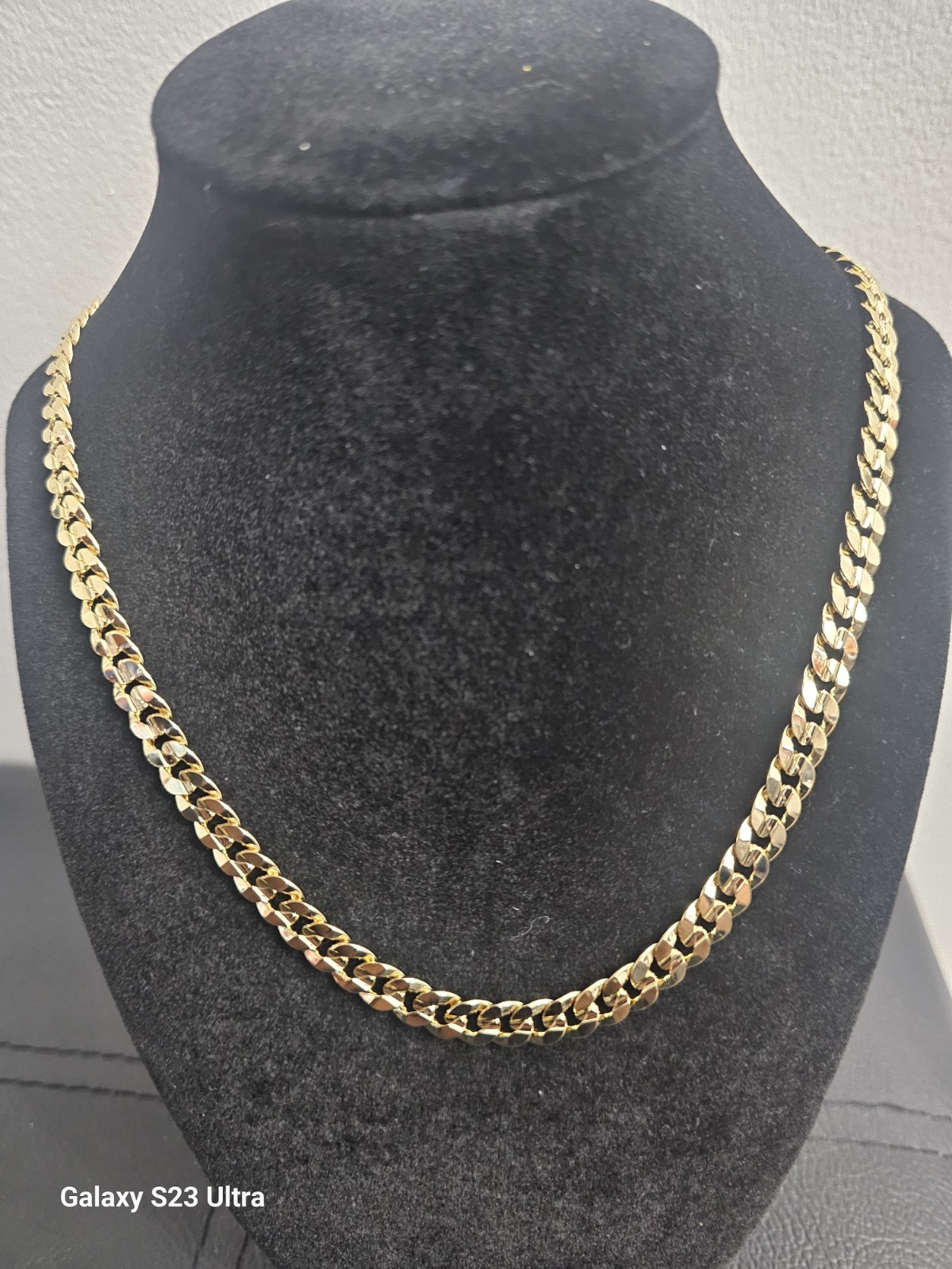 30in 14k Gold-Plated brass-7.0mm diamond cut Cuban Link Chain Lobster Clasp
