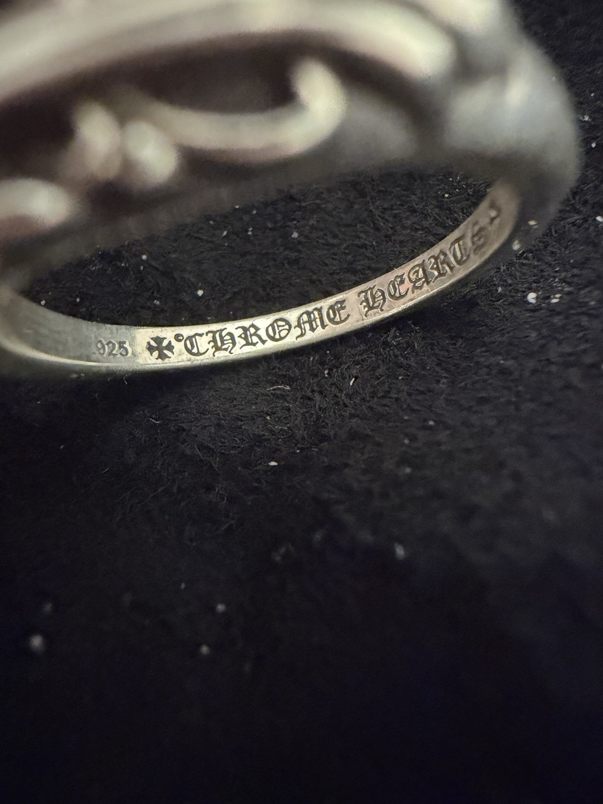 Chrome Hearts 925 Sterling Silver Engraved Band Ring Size 10