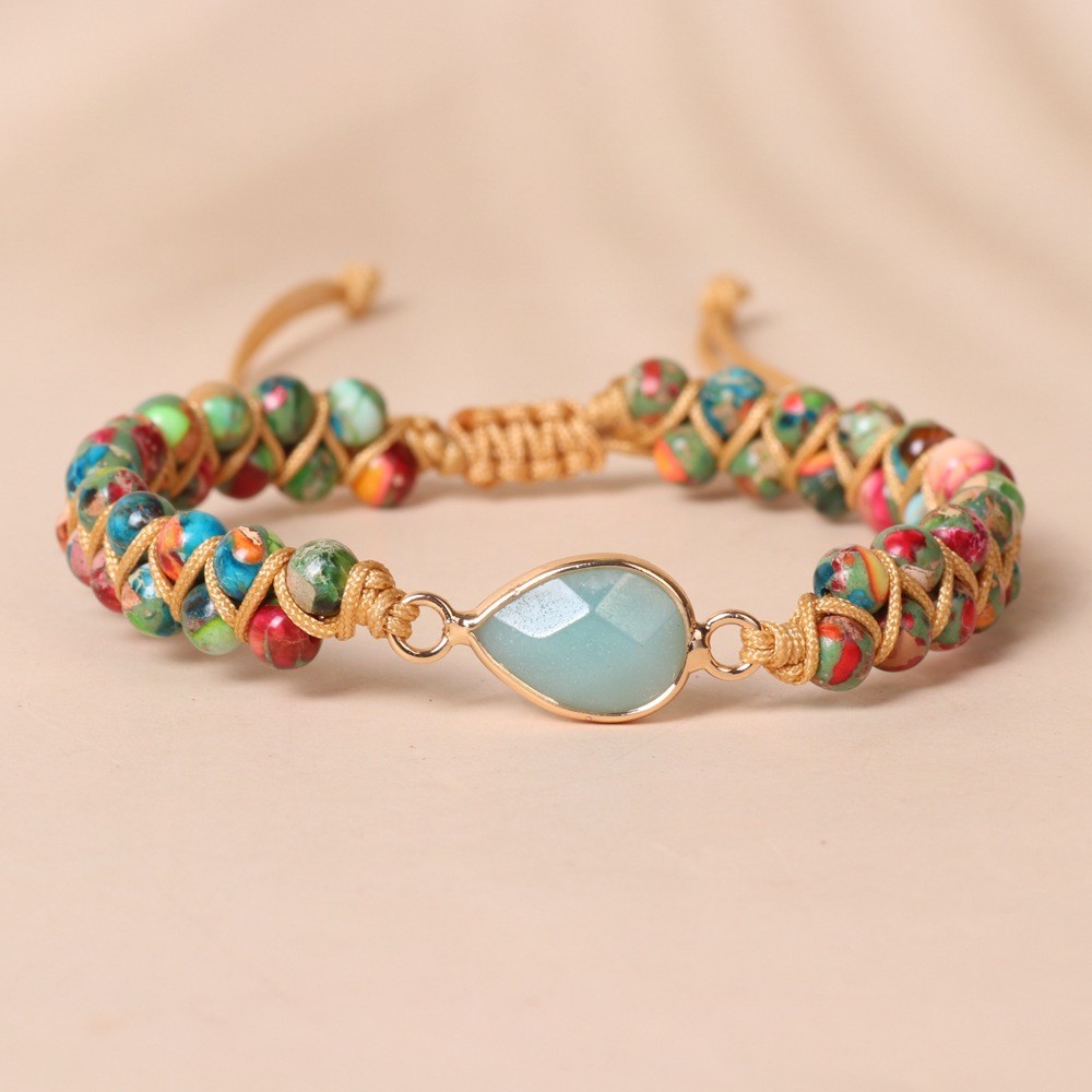 Amazonite Sea Sediment Beaded Handmade Healing Chakra Reiki Women Bracelet Gifts