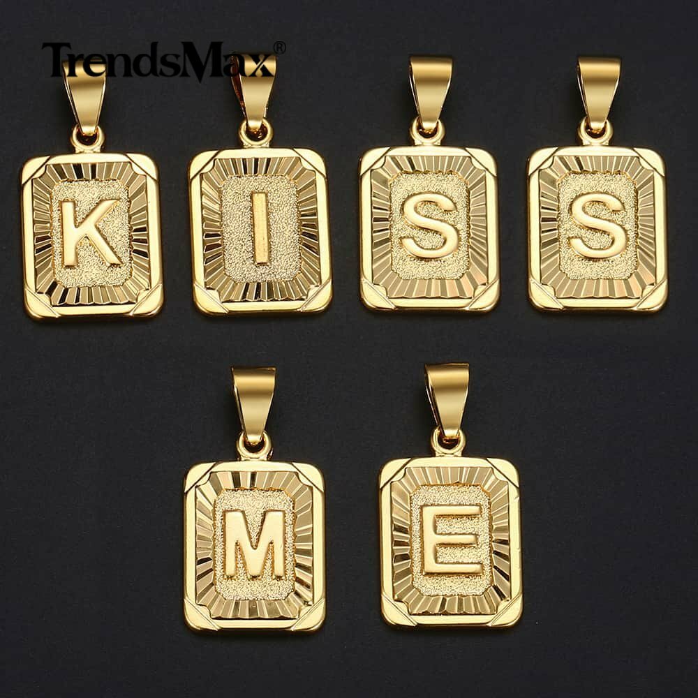 Gold Filled 26 Initial Letter A-Z Pendant Chain Necklace Customized Link 18-26″