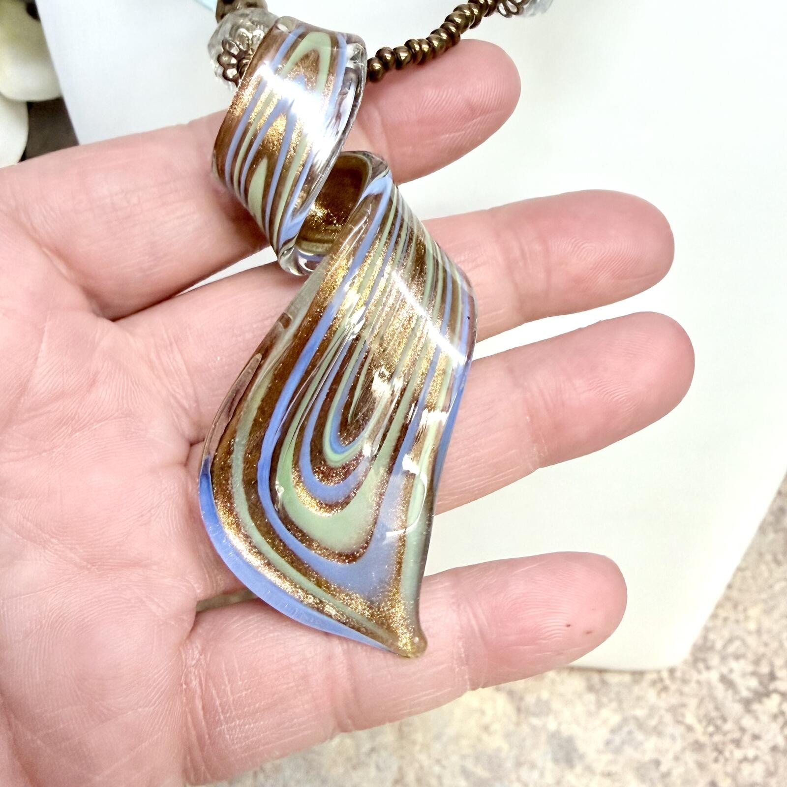 Stunning glass pendant statement necklace