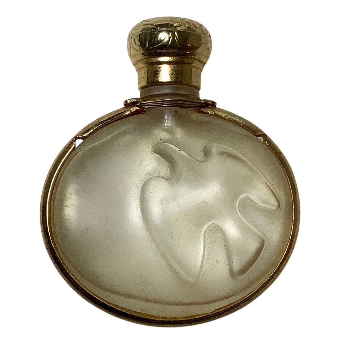 Nina Ricci Gold L’Air du Temps Frosted Dove Perfume Bottle Pendant Vintage A7-51