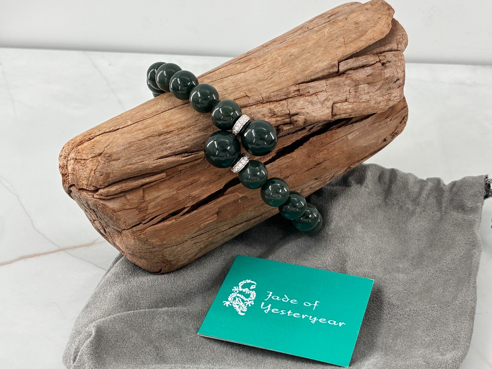 Nephrite Jade of Yesteryear Bypass Bracelet CZ Pave Stones Sterling Stella Chow