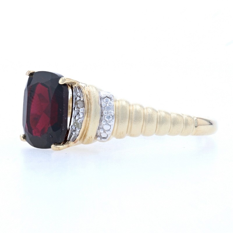 Sterling Silver Garnet & Diamond Ring – 925 Gold Plated Cushion 3.00ct Size 10
