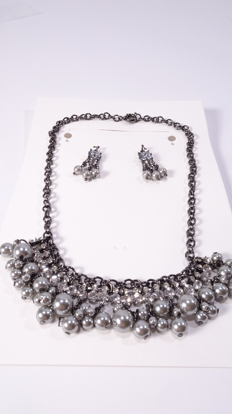 Banana Republic Women’s Silver Bauble Crystal Festive Necklace earrings NWT 90