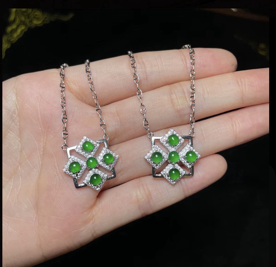 Natural Jadeite Square Cabochon Clavicle Necklace, Approx. 4mm With Certificate