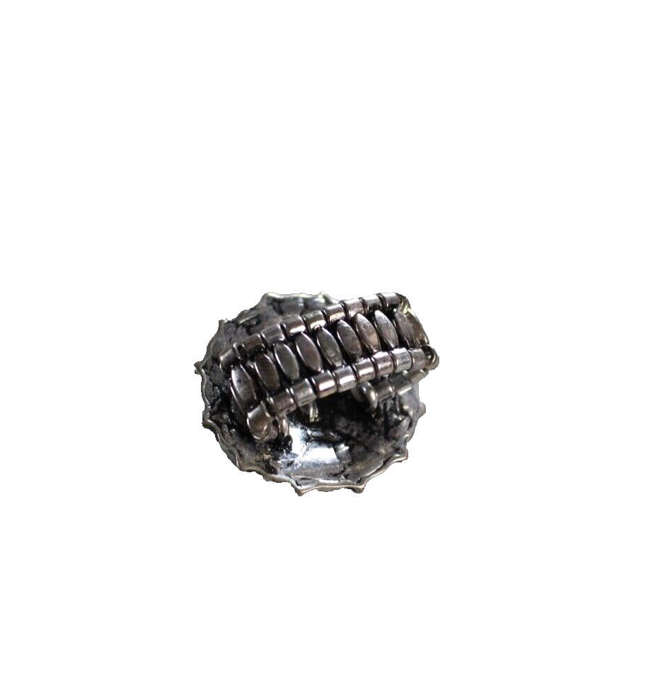 Western Womens Ring 1.25 in Cross Stretch Round Crystal Silver Cowgirl Rodeo