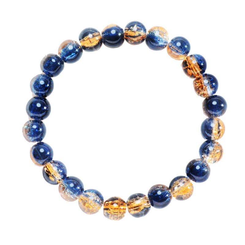 10Pcs 8mm Icy Crackle Sparkling Transparent Glass Bead Bracelet for Women