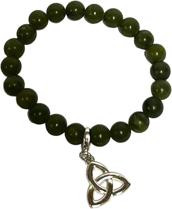 Connemara Marble Celtic Charm Bracelet with Trinity Knot Charm