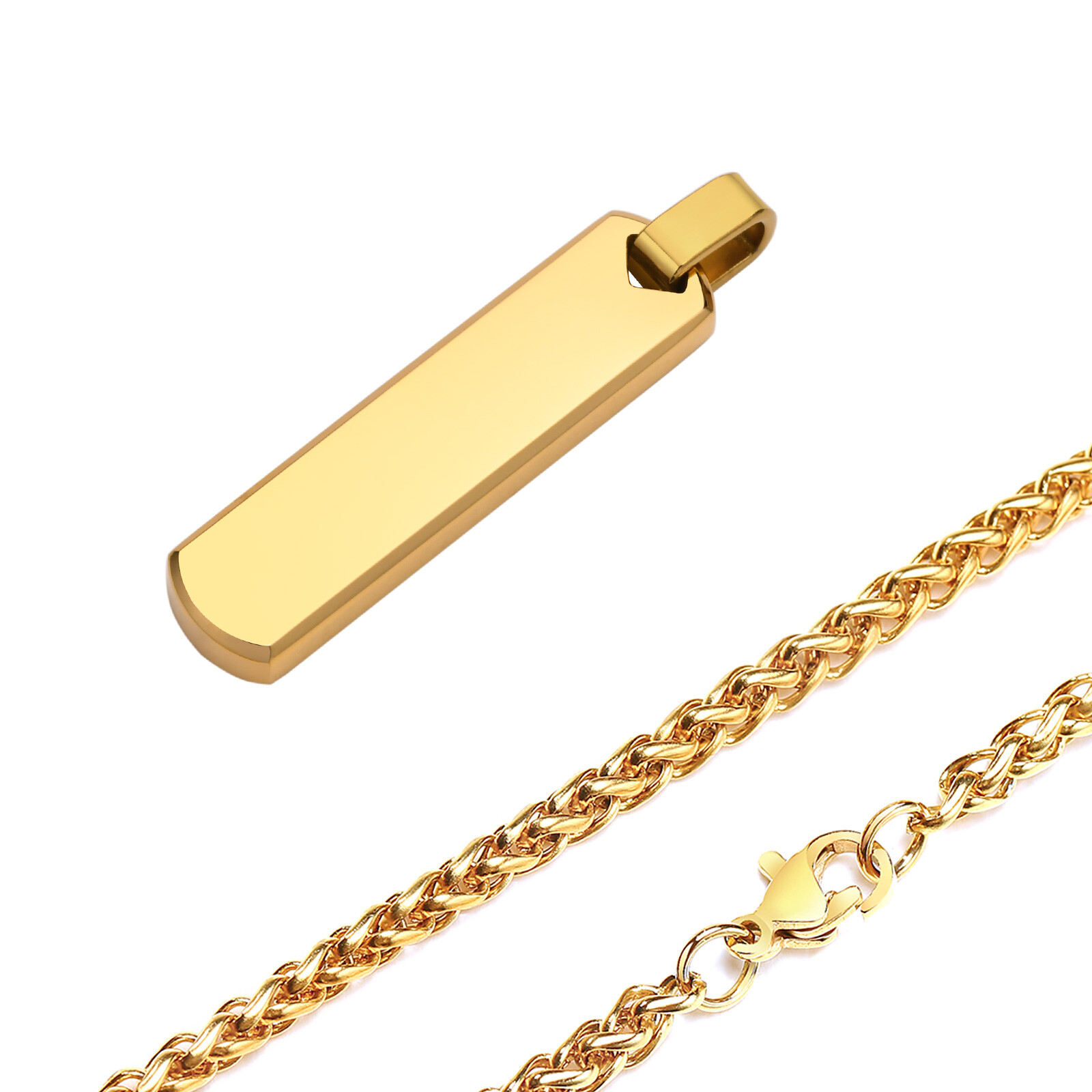 Initial Bar Necklace for Men Personalized A-Z Letters Casual Simple Pendant