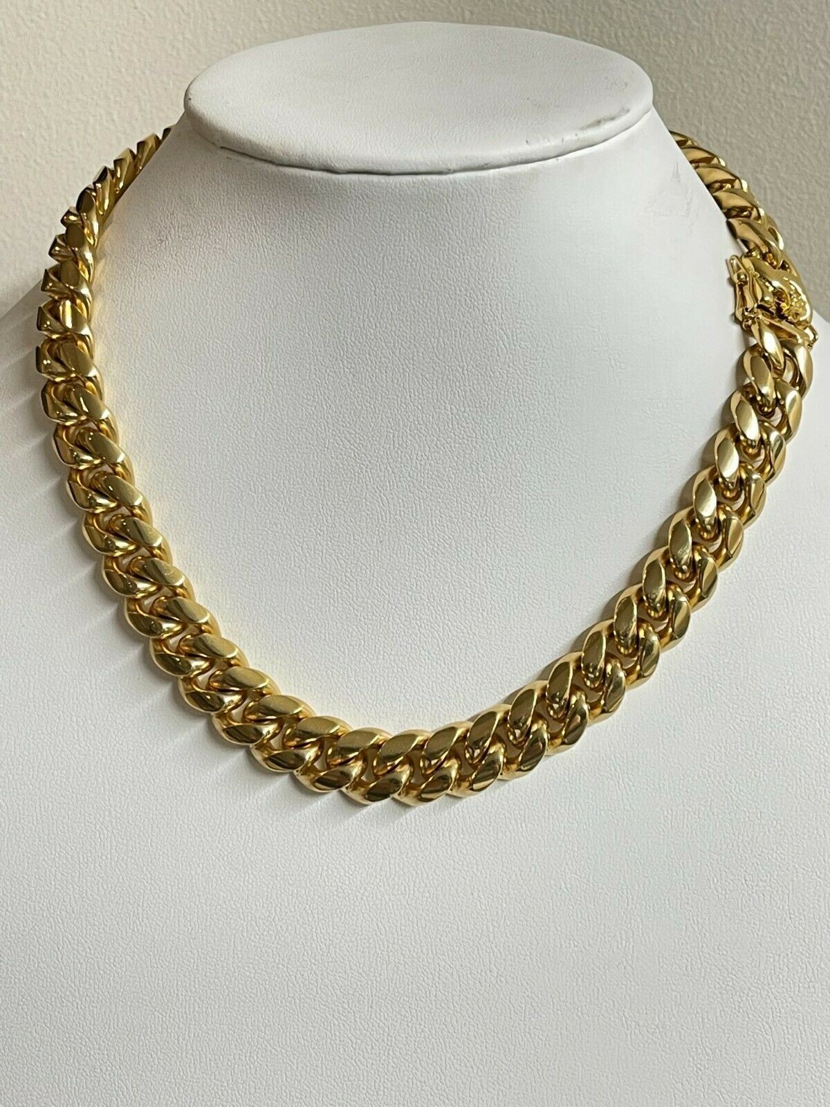 Miami Cuban CHOKER Chain Solid 18k Gold Plated Stainless Steel Unisex 18″ 20″