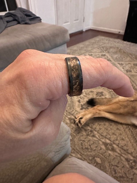 Brilliance Mens Black Tungsten Brown Carbon Fiber Inlay
