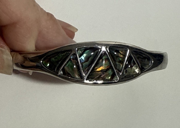 Silver Geometric Design Open Cuff Bracelet