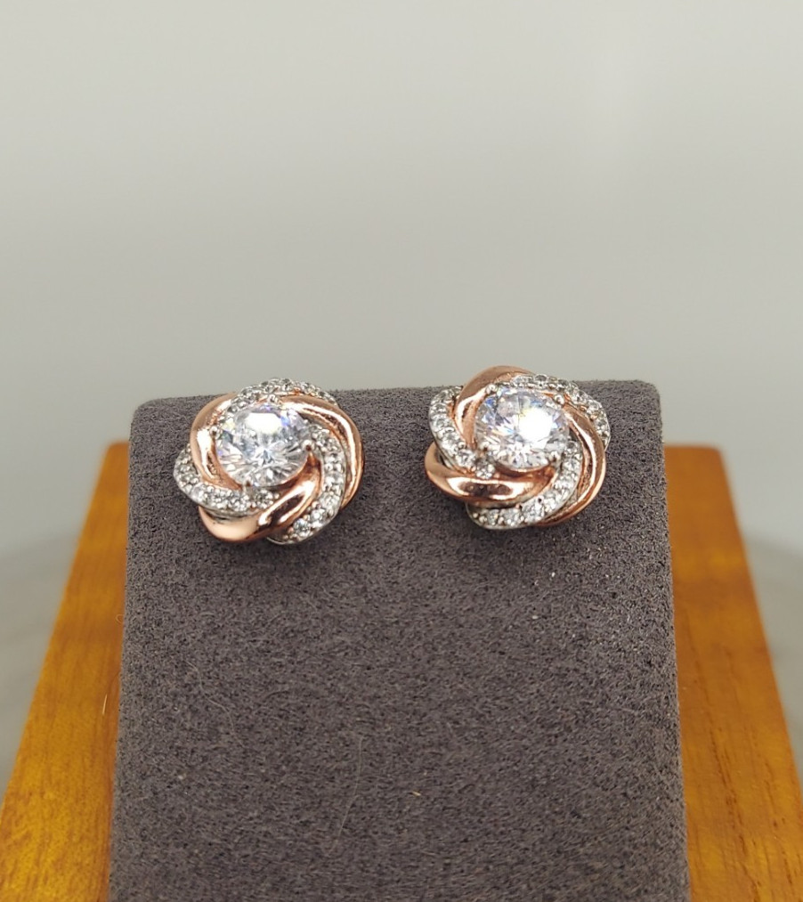 Fiery 18k Rose Gold Over Sterling 6 mm Cubic Zirconia Stud Earrings