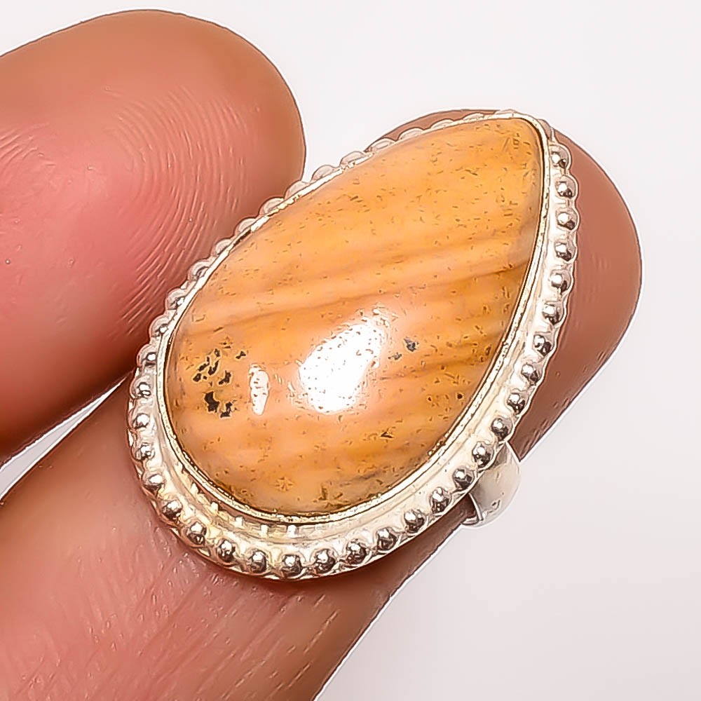 Natural Picture Jasper – Oregon Gemstone 925 Silver Plated Ring s.7.5 TR33-144