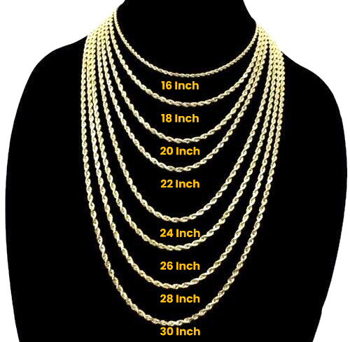 14K Yellow Gold Solid Rope Chain Necklace Diamond Cut Real Gold 1mm-12mm 16″-30″