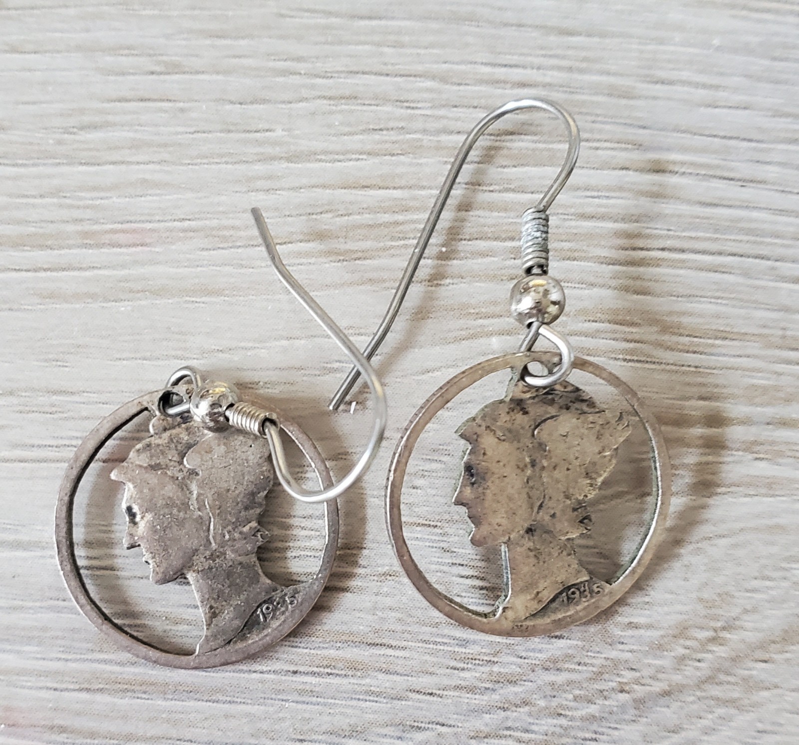 Vintage Liberty Mercury Dime Jewelry Set 1935 – Cut Out Earrings