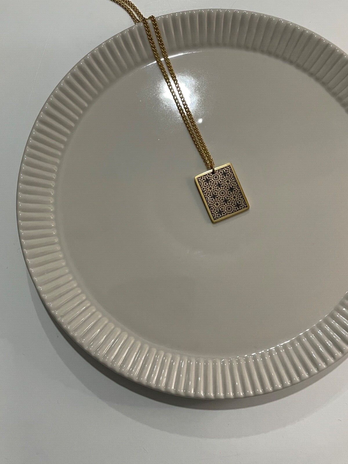Islamic art inspired pendant necklace, Length: 20 Inch / 50 cm, Tarnish free