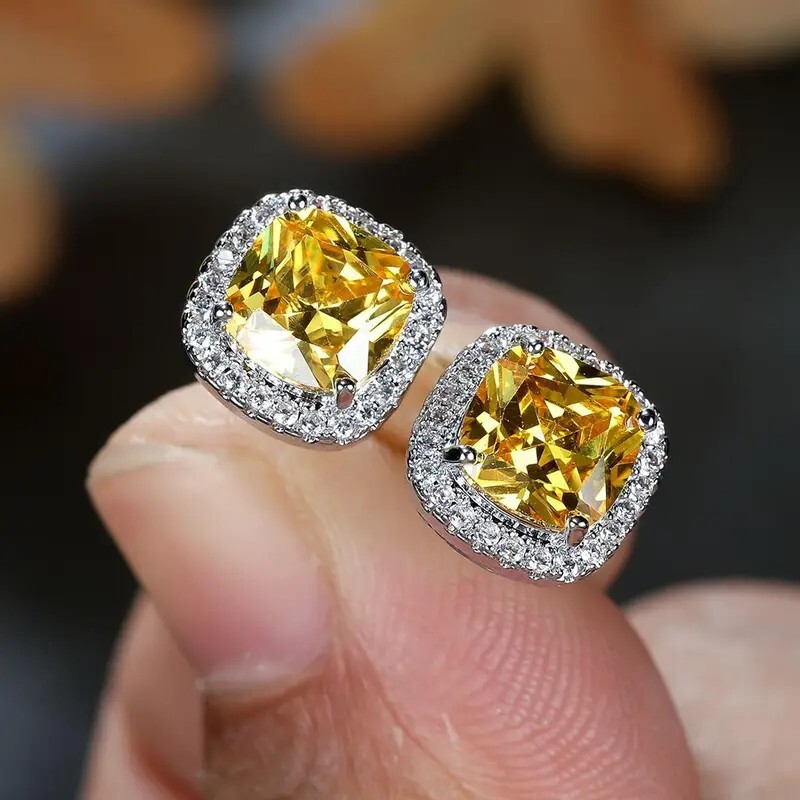 Delicate Square Zircon Stud Earrings Great Gift Idea