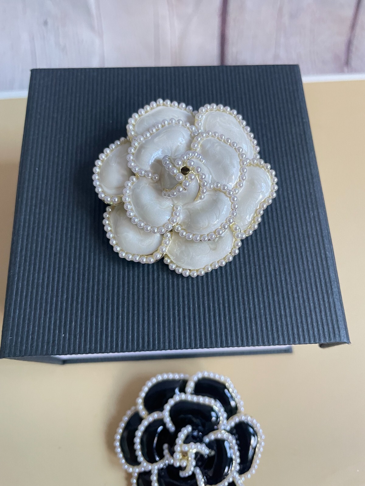 Womens Girls Camellia Flower Key Pearl Charm Brooch and Flower Pins Set of 3
