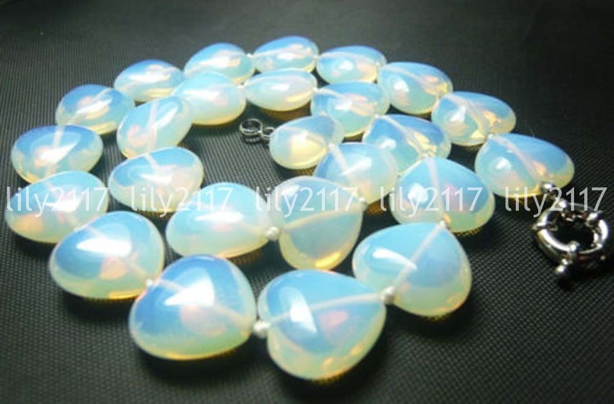 Beautiful 12mm Sri Lanka Moonstone heart shape Gemstone Beads necklace 18″ AAA