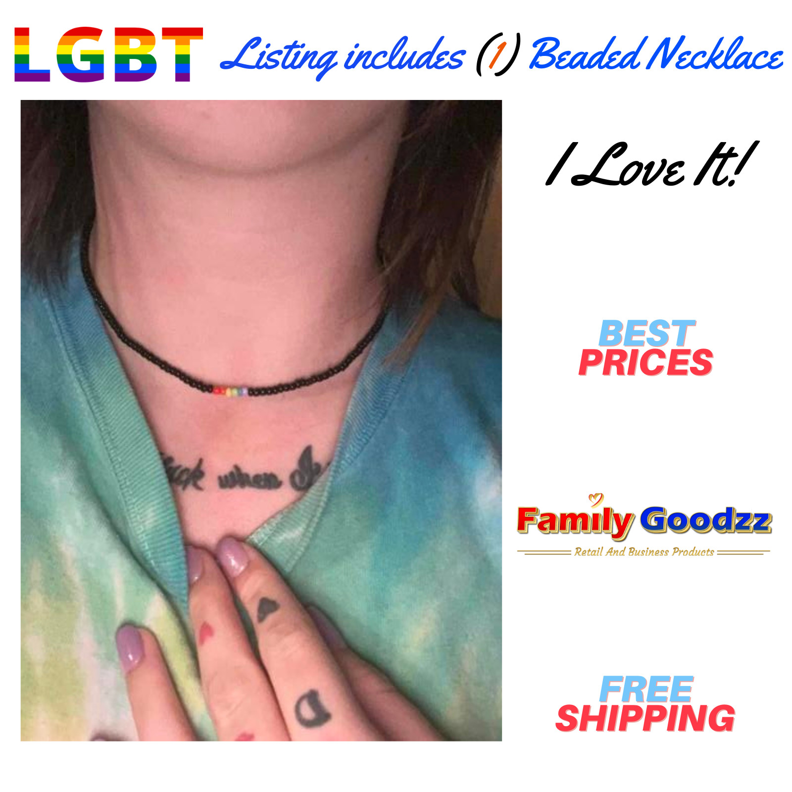 🌈 LGBT Rainbow Gay Pride Multi-Colored Bead Necklace, Buy 1 get 1 at 50%