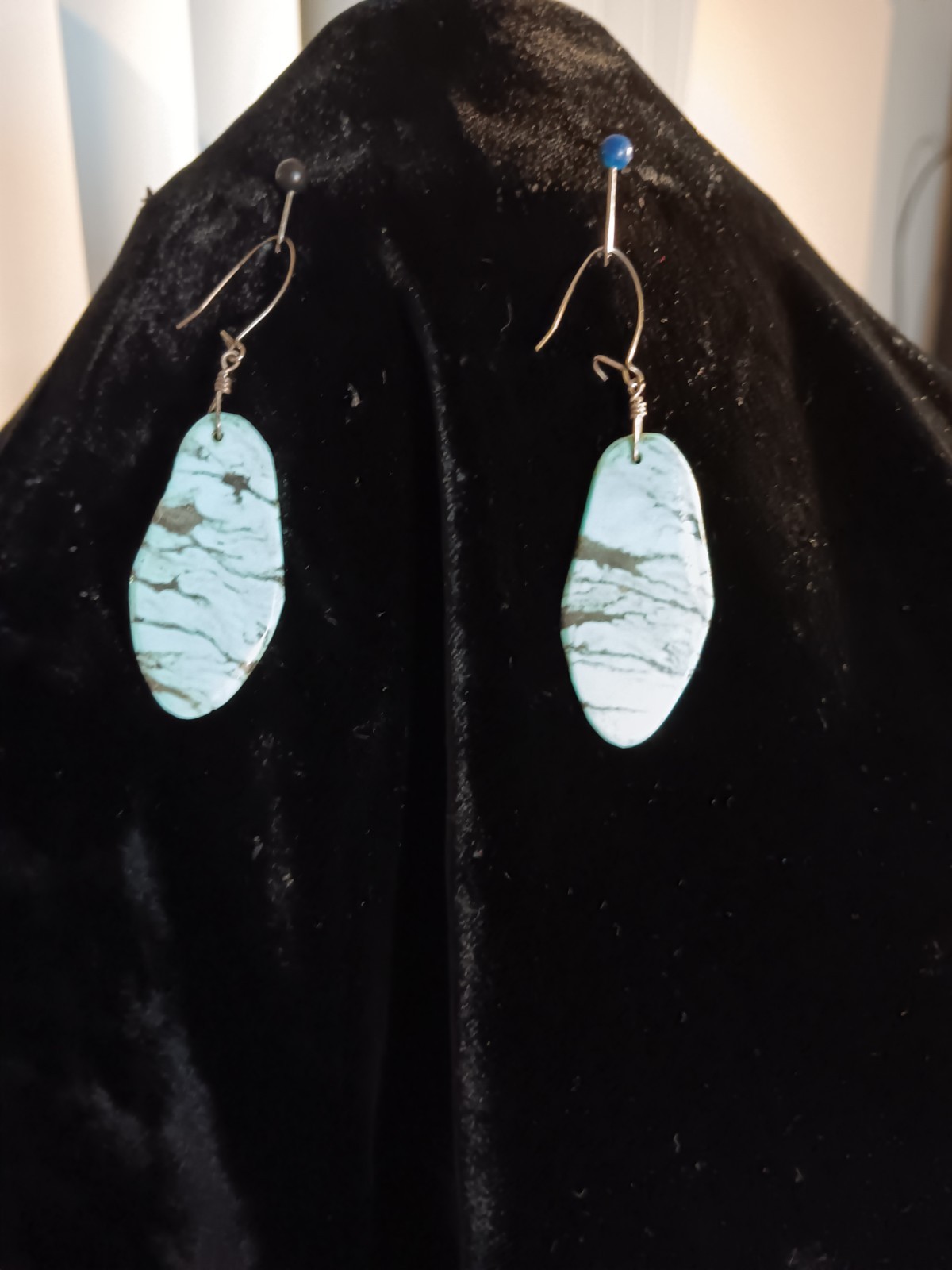 1-1/2″ Pure Turquoise Earrings No Setting