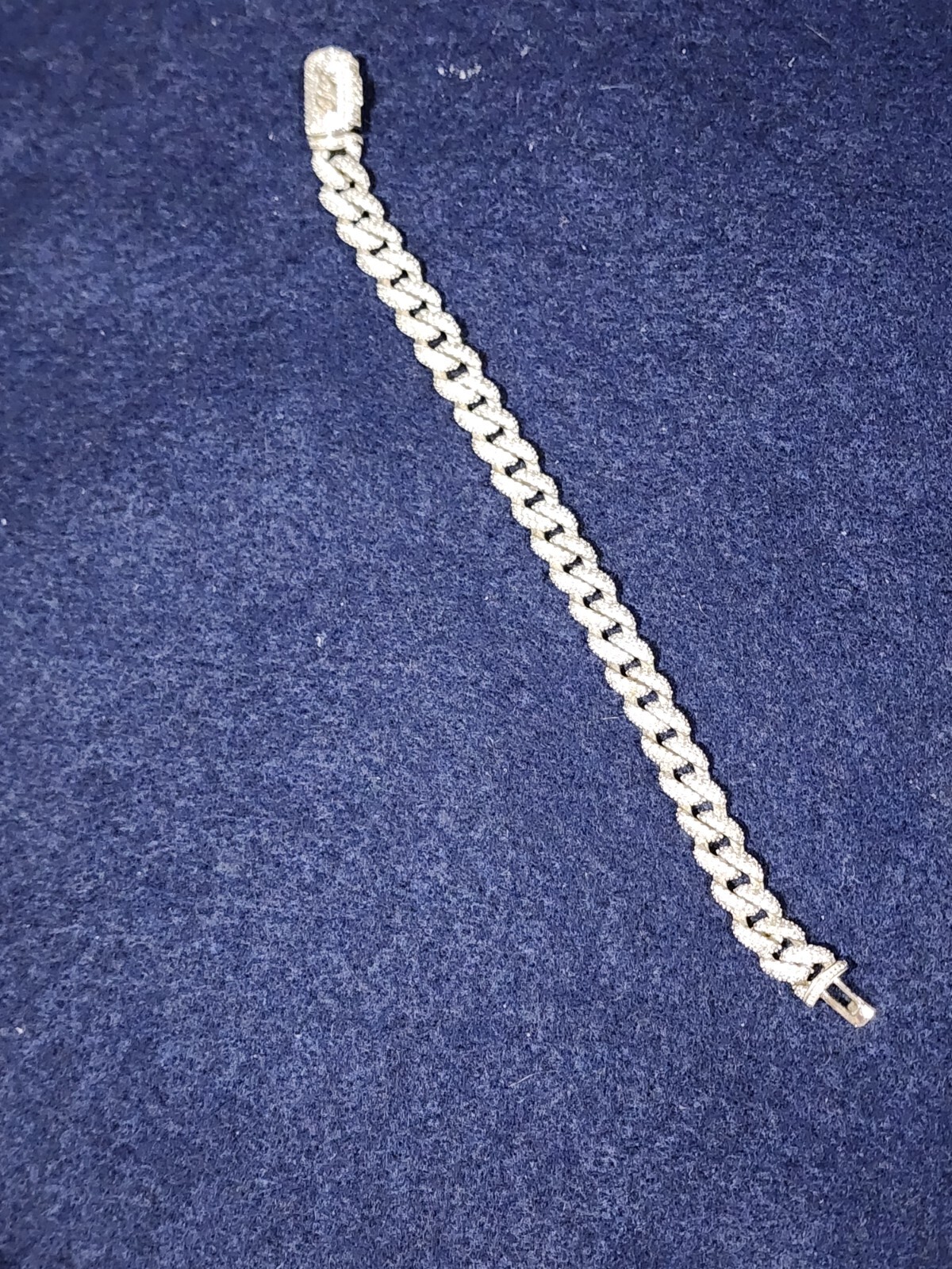 GLD Shop Cuban Chain Bracelet 14K White Gold Plated CZ Stones 9.5 mm x 7.25″