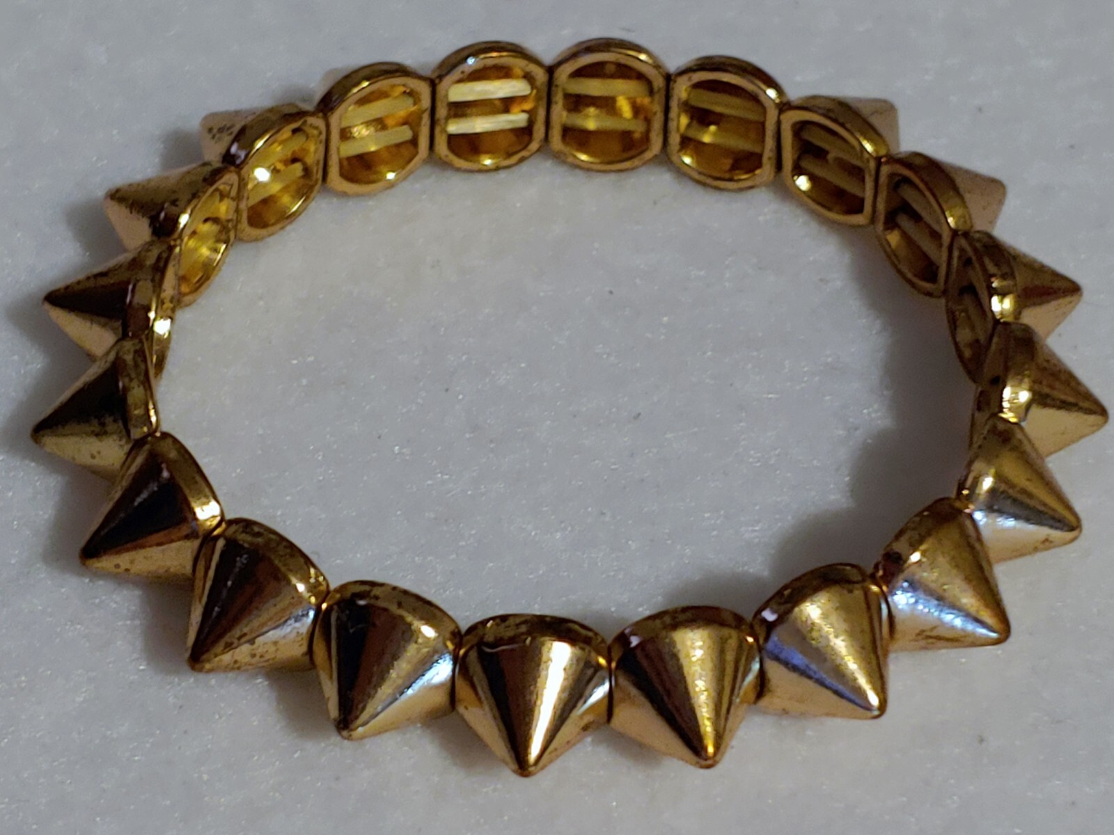 Gold Tone ( ROUND SPIKE STYLE) Stretch Statement Bracelet – 2 1/8 in Inside Dia