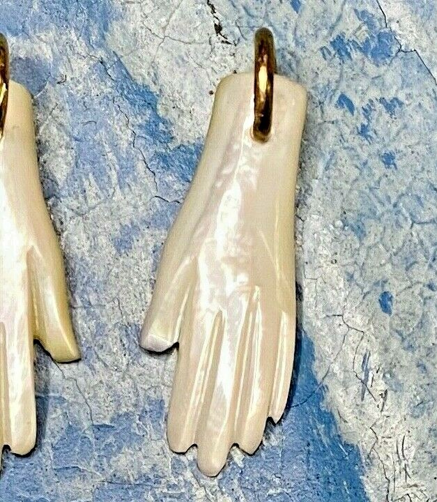 ONE Carved Mother Of Pearl Hand Charm /Pendant Mano Luck Talisman