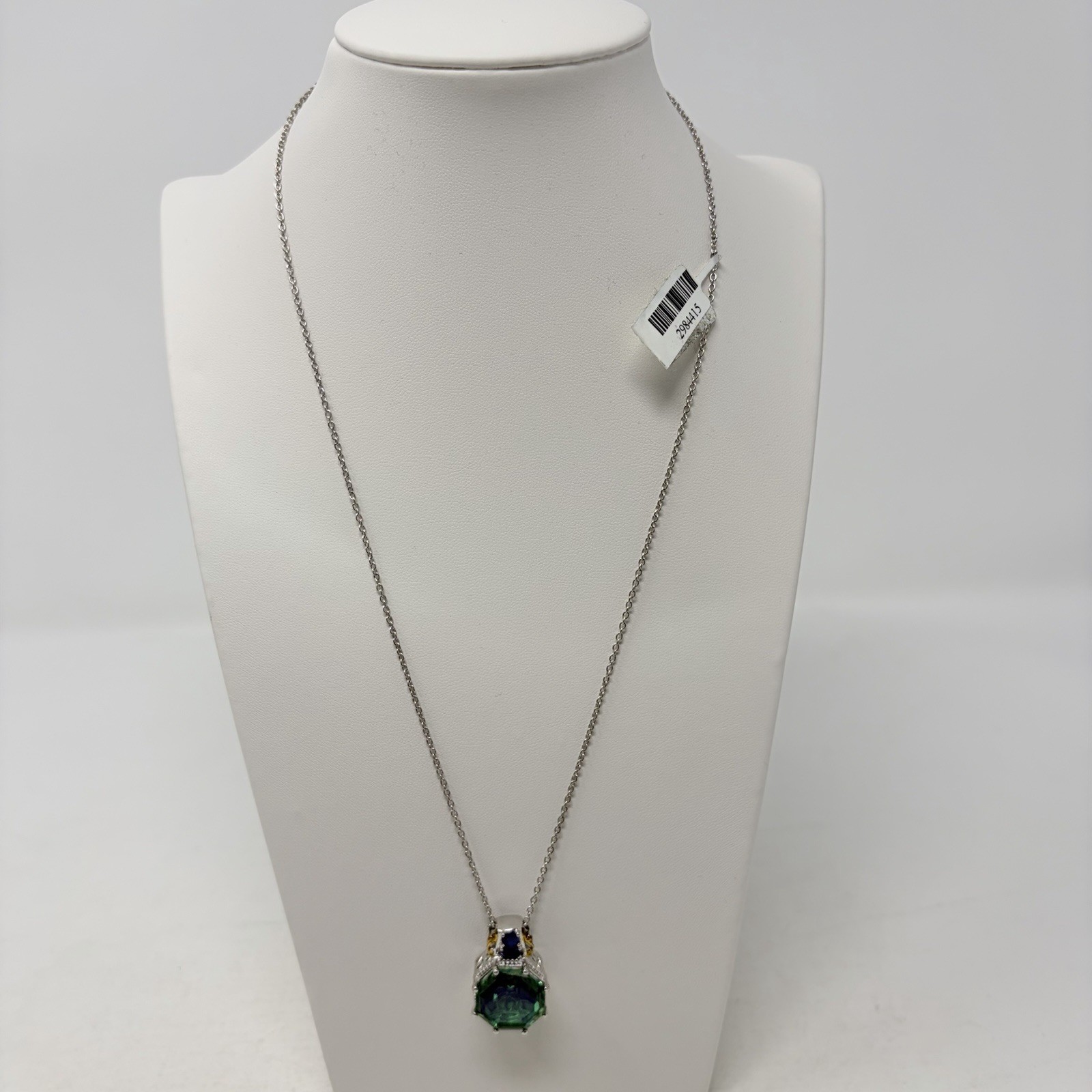 Shop LC Sterling Silver Peacock Quartz/Masoala Sapphire Pendant with Chain 5440