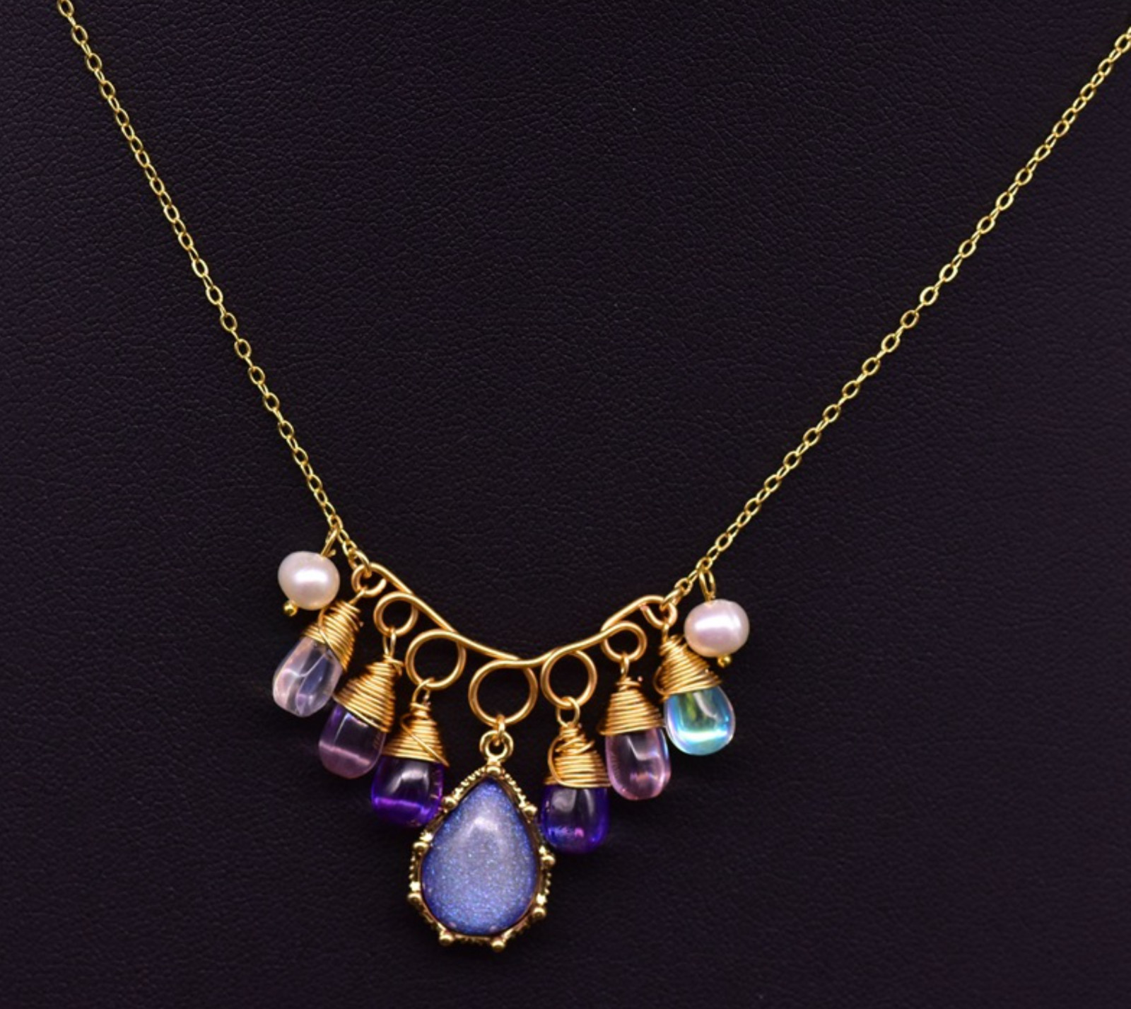 Natural Freshwater Baroque Pearl Pendant Necklace BOHO W/ 18K Gold Plated Chain