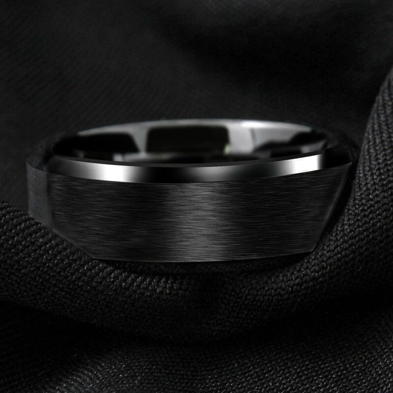 Men Stainless Steel Fill Metal Guy Wedding Band Ring Temporary Black/Gold/Silver