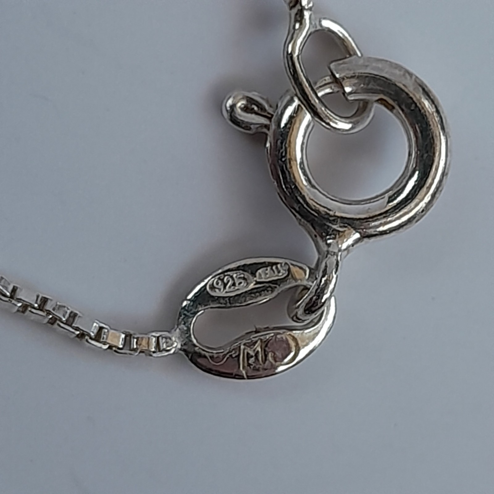 Vtg Sterling Silver Four-Sided Spinner Fob Pendant Necklace Red Black Stone 925