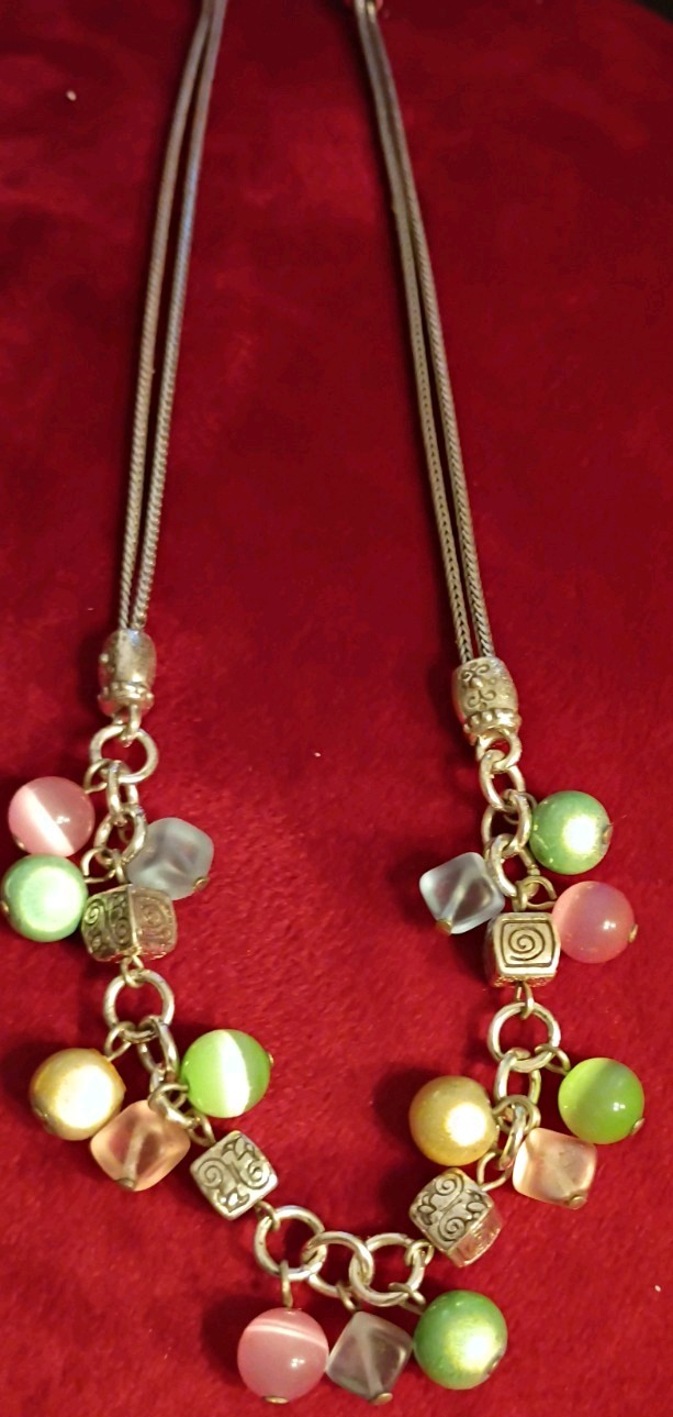 Brighton Mimosa Necklace Retired Beaded Pink Green Blue Yellow Frost 16-18″